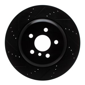 BMW 430I Brake Rotor (1) - Rear - R1 Concepts - Drilled & Slotted - Black - `17-`25